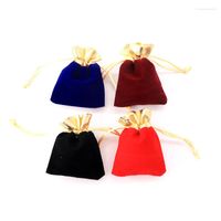 Bolsas de jóias 7x9cm 9x12cm tecido de veludo macio pequeno 10pcs/lote para bolsas de presente vermelho embalagem para fornecedor de festas de casamento desenhado