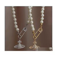 Anhänger Halsketten hochwertige Perlen Halskette Designer Design Stift Perlen Damen Diamant Kupfer 18k vergoldete JE Dhrog Drop Lieferung Jude DHG2A