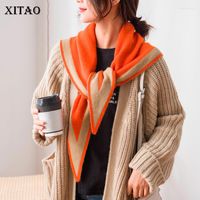Écharpes xitao tricot de mode femme patchwork irrégulier petit style décontracté frais 2023 minoritaire élégant lâche zy3672