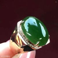 Cluster Anneaux Kjjeaxcmy Boutique Jewelry 925 STERLING Silver Inraling Natural Jasper Ring Gem Jade Men's Atmospheric Luxury Support Test