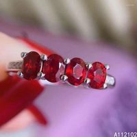 Кластерные кольца kjjeaxcmy fine jewelry 925 стерлинговое серебряное инкрустация натуральное рубиновое кольцо -девчонка