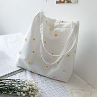 Bolsas de lona Y166 Fashion Shoulder for Women's Female Shopper Bag bolso Bordado lindo con margaritas Pequeño lienzo