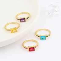 Wedding Rings 18K Gold Plated Candy Crystal Ring For Women C...