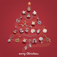 Nuova collezione di Natale S925 Perle in argento sterling Incantesimi si adattano al braccialetto Pandora Bracciale Bracciale Accessorio fai -da -te Albero di Natale