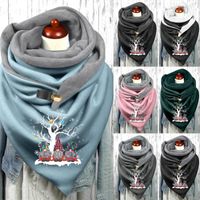 Шарфы зимний шарф женщин пуговица мягкие обертывания ретро -богемные треугольники теплый рождественский принт шея бандана шарфы шарфы Femme
