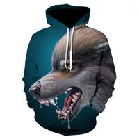 Sweat à capuche masculine Automne / hiver Casual Design Style confortable 3d Print Animal Wolf King Fashion Series Sweatshirts