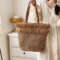 Сумки для талии большая мощность кисточка соломенная коробка для женщин летняя тканая сумка для плеч пляж мода плетеные женские сумочка