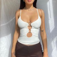 Tank da donna Y2K Halter Crop Top Women Summer Worteless Cami Tops Tees Ladies Fashion Fitness Camisole Party Hollow Navel Sling Sling