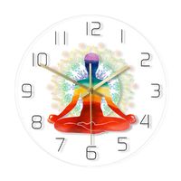 Wanduhren Yoga Studio Decor Uhr Meditation Spirituelle Pose moderne gesunde Zen -Skala runde Stil Nicht -Ticking