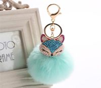 Charms Crystal Faux Fox Fur Keychain Women Spension en bolsas de la llave de la llave del automóvil Anillo de llave Regalos de juguete Llaveros Jewelry Kids9704008