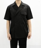 Camisas casuais masculinas moda vintage masculino corea japão estilo branco preto camisa masculina de verão manga curta solta