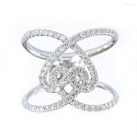 Ringos de casamento Huitan Double Love Design for Women Crystal Crystal Cubic Zirconia Moda de luxo Feminino Acessórios para fêmeas Anel de declaração