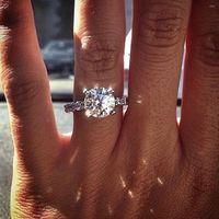 Cluster Anneaux Classic Four Ring Finger 925 Engagement de mariage en diamant rond en argent sterling 2CT pour femmes bijoux