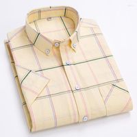 Camisas casuales para hombres manga corta oxford algodón masculino summer button down camisa de la marca de la marca delgada de la marca masculina
