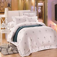 Bettwäsche Sets fünf Sterne El Cotton White Bettbedeckungsbett Set hochwertiger 4pc Modern in Bag Stripe