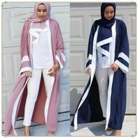 Abbigliamento etnico abito musulmano donna casual abaya a strisce di cardigan abiti semplici kimono ramadan middlet adorazione islamica