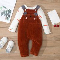Giyim Setleri Toddler Bebek Erkek Kız Kızlar Giysileri Set Stabiloys Sonbahar Kış Sıcak Uzun Kollu Havuç Ayı Baskı Tahilleri Takım Uygun Bebek