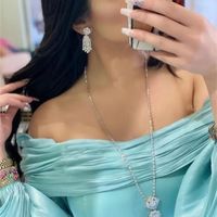 Collier de boucles d'oreilles Janekelly 2pcs Bridal Zirconia Bijoux complets pour femmes Luxury Dubai Nigeria CZ Collite de mariage en cristal M230107