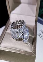 2021 Nuevos anillos de joyer￭a de lujo espumoso anillos de corte ovalado de topacio blanco Cz piedras preciosas de diamantes boda anillo de novia 4370892