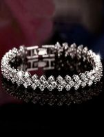 Роскошные австрийские блестящие кристаллические браслеты подлинные 925 браслет серебряного серебряного серебряного серебра циркона алмазной римский теннисный браслет еврея 6342587