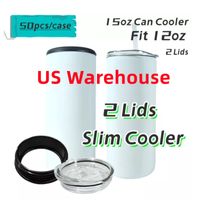 US Warehouse 15oz Straight Sublimation Tumblers 2 in 1 Dose kühler zwei Deckel klaren Stroh