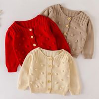 Jaquetas maconhas meninos meninas cardigan casaco sólido bola artesanal infantil pura primavera outono tricô roupas