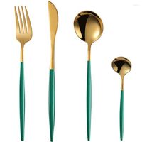 Juegos de cubiertos 4pcs/set Rink Gold Cutlery Set de cerviceles de acero inoxidable Tutor de cena Coffee Spoons Cena de cocina Cabala