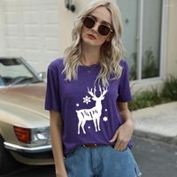 Kadın Tişörtleri Büyük Boy Noel Gelgit Baskı Kısa Kollu Yuvarlak Boyun Günlük T-Shirt Kadın Grafik Giyim Gömlek