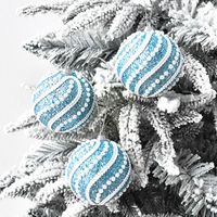 Party Decoration 8CM Blue Glitter Christmas Baubles Ornament...