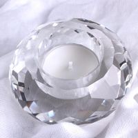 Titulares de vela 80mm 3,15in de melhor grau K9 Crystal Glass Tealight Stand Stand Clear Rare Crystals Sphere para peças centrais de casamento