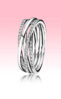 Linhas polidas brilhantes tocam jóias de verão de alta qualidade para Pandora 925 Sterling Silver Women Wedding Rings com caixa original SE6050879