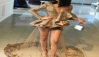 Glitz Bling Sequins Gold Appliques Prom Dresses 2019 Ruffles...