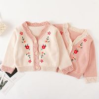 Vestes princesse bébé filles fleurs en manteau pour tout-petit garçons brodés cardigan tricot tricot en tricot à manches longues