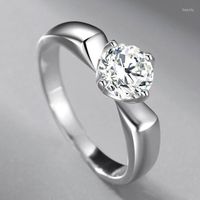 Anéis de casamento versátil clássico clássico quatro garras morsesonita cor prata plated platinum zircon ring propõe casamento jóias femininas namorada