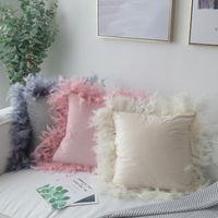 Almohada lujosa cubierta de terciopelo con decoración del hogar de plumas decoración rosa droga funda de almohada de almoham 45x45