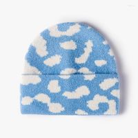 Bérets Hat à tricot en cachemire décontracté pour femmes Cloud d'automne Jacquard Skullcap Fashion hiver extérieur chauffant épais bonnet épais 100g