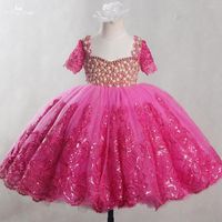 Girl Dresses fg77 vere immagini yiaibridal vestido longo rosa ragazze per la comunione in pizzo da festa abito di tulle abiti da ballo per bambini