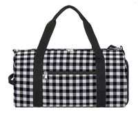 Outdoor Bags Retro Checkerboard Sport Bag Black And White Pl...