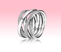 Linhas polidas brilhantes tocam jóias de verão de alta qualidade para Pandora 925 Sterling Silver Women Wedding Rings com caixa original SE7405774