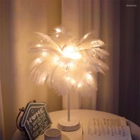 Table Lamps LED Remote Control Feather Lamp USB  Battery Pow...
