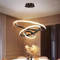 Lampadari moderni round a tre anelli Lustre a led per soggiorno sano