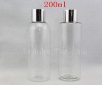 200ml x 30 garrafas de loção transparentes de cosméticos transparentes e vazios com contêiner de plástico prateado lidperfume8644147