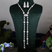 Collier de boucles d'oreilles Janekelly 2pcs Bridal Zirconia Bijoux complets pour femmes Luxury Dubai Nigeria CZ Crystal Wedding C230107