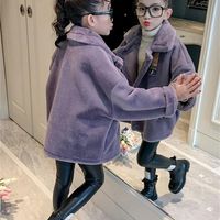 Coat Girl's Cashmere 2023 Koreli Yabancı Stil Winding Ceket Kids Customes Trench Cortaviento