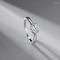 Bagues de mariage en argent plaqué simulation de platine Moisanite Zircon Ring Couple de luxe Luxury Bijoux d'anniversaire cadeau