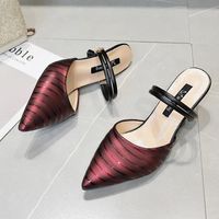 Slippers 2023 Women' s Fashion Stilettos Solid Color Poi...