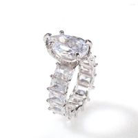 Anéis de casamento Icepado de zircão cúbico de rosa branco anel de coração Hip Hop Gold Silver Color Cz Band Jewelry Gifts For Women Girl