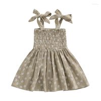 Kız Elbiseler Çocuk Bebek Kız Bandage Strap Elbise Yaz Yumuşak Pamuk Sevimli Türük Daisy Baskı Gündelik Kolsuz Prenses Parti Giyim