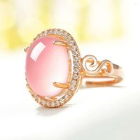 Les anneaux de cluster ne s'estompent jamais de bijoux rose en or rose pour les femmes Bohême engagement irrégulier aros mujer oreja s925 charme dame