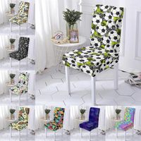 Cubiertas de silla 3D Cubierta de fútbol estirado Patrón elástico Slip -Slip -Seak Case de asiento extraíble para comedor de cocina Office El